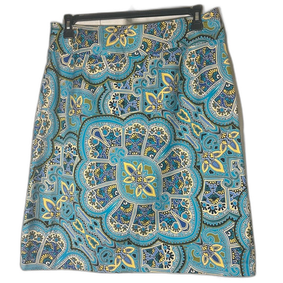 East 5th size 16 turquoise/Blue Mini Pencil Skirt medallion print Wear - Picture 2 of 7